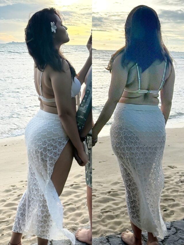 Hot Anasuya in Beach with Husband liplock