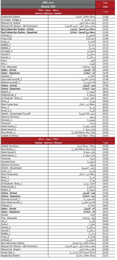 Muscat InterCity Bus Route 41, From Muscat to Buraimi